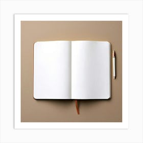 Mock Up Blank Pages Open Book Spread Unmarked Writable Notebook Journal White Clean Min (5) Art Print