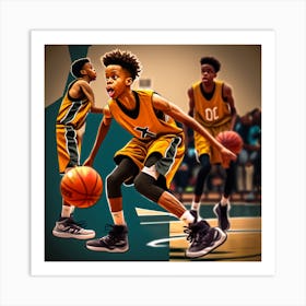 Basketball Player Dribbling 10 Art Print