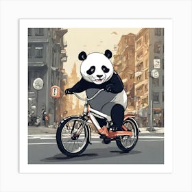 Panda Bear On A Bike Art Print