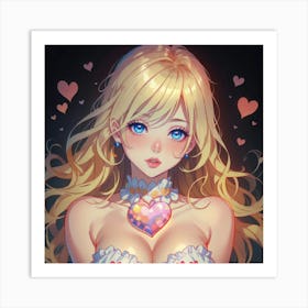 Cute Girl Wearing A Heart Necklace(1) Art Print