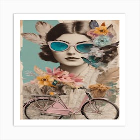 Woman With A Bike Art Print