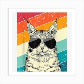 Retro Vintage Lynx With Sunglasses Wild Cat Lovers Art Print