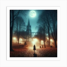 Full Moon In The Park Art Print