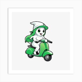 Ghost On A Scooter Art Print