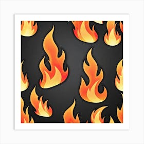 Flames On Black Background Art Print