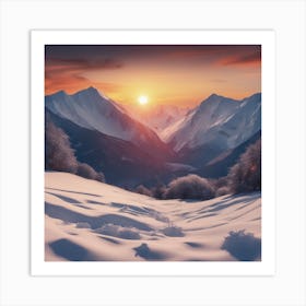 Sunset In The Snow Mountains Art Print