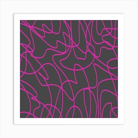 Pink And Gray Line Art Art Print