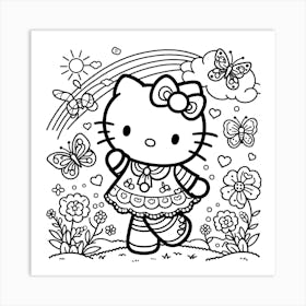 Hello Kitty Coloring Pages Art Print