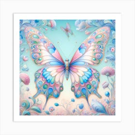 Butterfly in Soft Pastel Blues Art Print