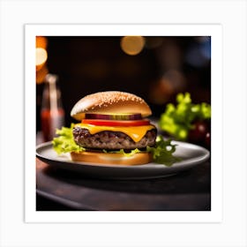 Hamburger On A Plate 11 Art Print