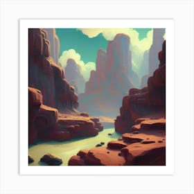 Landscape of valley rocks 16 Art Print