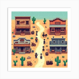 8-bit western town 1 Art Print