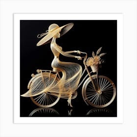 Woman On A Bicycle Art Print