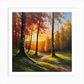 Sunset In The Forest 50 Art Print