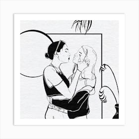 Come Closer Lesbian Couple Lgbtq Square Art Print