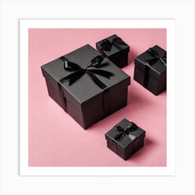 Black Gift Boxes Art Print