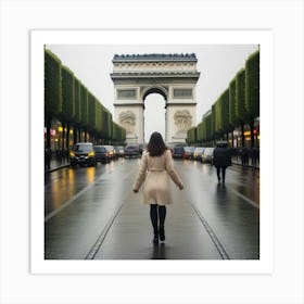 Femme Marchant Dans Paris Un Jour De Pluie 3 Art Print