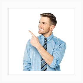 Happy Businessman Pointing Finger Art Print