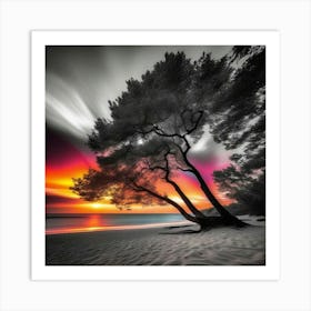 Sunset Tree Art Print