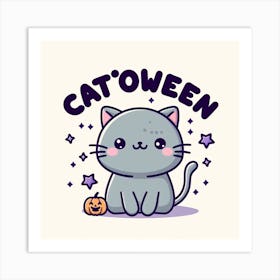 Cat Halloween Design engineered for your love for the feline - cute, kawaii, cartoon, anime Art Print