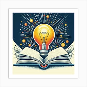 Books With Bulb Idea Design Glowing Bulb On Book Ideas (9) Art Print