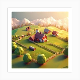 Low Poly Farm 2 Art Print