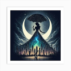 Girl With An Umbrella Art Print