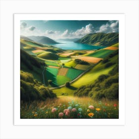 Landscape With Flowers Art Print