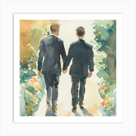 Two Men Holding Hands 1 Art Print