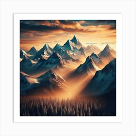 Sunrise Mountain Range Art Print