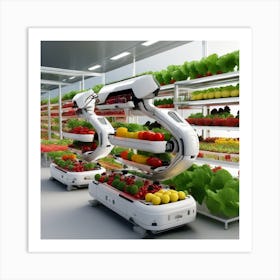 Robots In A Supermarket Art Print