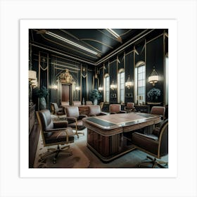 Black And Gold Office 1 Art Print