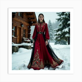 Russian Woman In Winter 3 Art Print