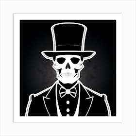 Skeleton In Top Hat 3 Art Print