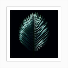 Green Leaf On Black Background Art Print