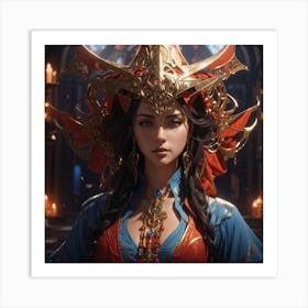 Absolute Reality V16 Symmetry Portrait Of A Female Sorcerer Da 0 Art Print