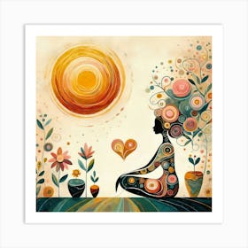 Yoga Meditation Sun Spiritual Nature Surreal Harmony Art Print