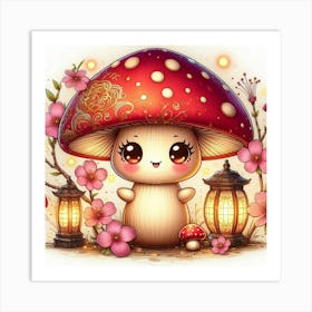 Chibi style mushroom Art Print