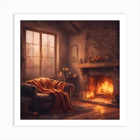 Cozy Fireplace Art Print