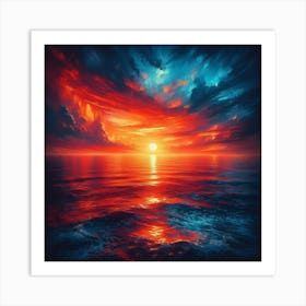 Sunset Over The Ocean Art Print