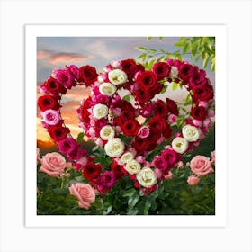 Heart Roses Art Print