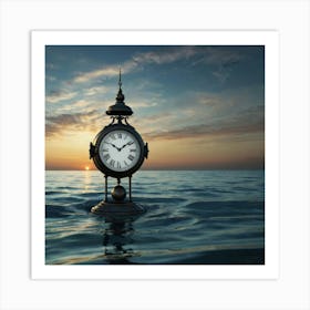 Clock In The Ocean Art Print