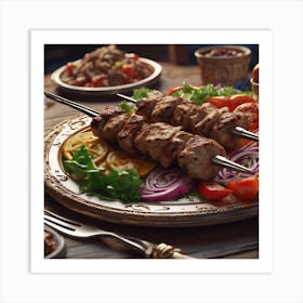 Kebabs On A Plate Art Print