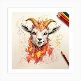 Goat On Fire 66 Art Print