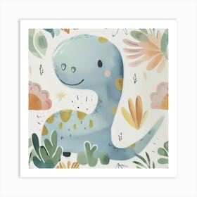 Cute Muted Pastel Amargasaurus Dinosaur 2 Art Print