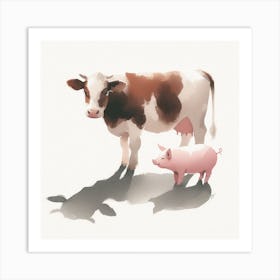 Cow And Pig Art Print