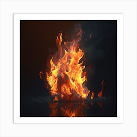 Fire On A Black Background Art Print