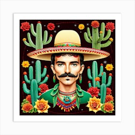 Mexican Man With Mustache Art Print