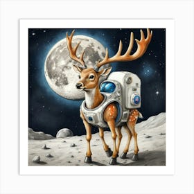 Deer In Space 1 Art Print