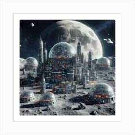 Space City On The Moon 1 Art Print